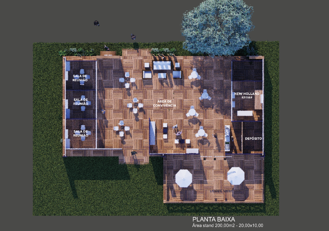 Planta baixa do estande Terra Premium e New Holland