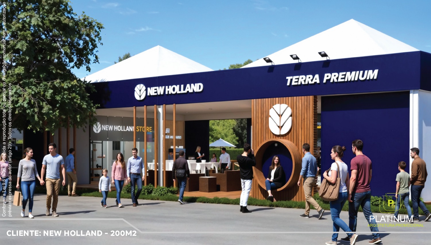Projeto 3D de estande Terra Premium e New Holland